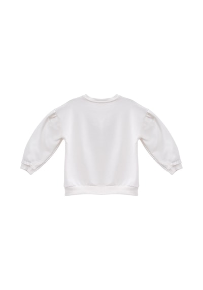 Mininio Kız Bebek Sim Baskılı Sweatshirt - Skasar Ekru