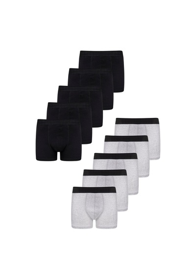Freemen Erkek 10 Lu Pamuklu Slim Fit Boxer Seti Geniş Beden Aralığı Siyah-gri