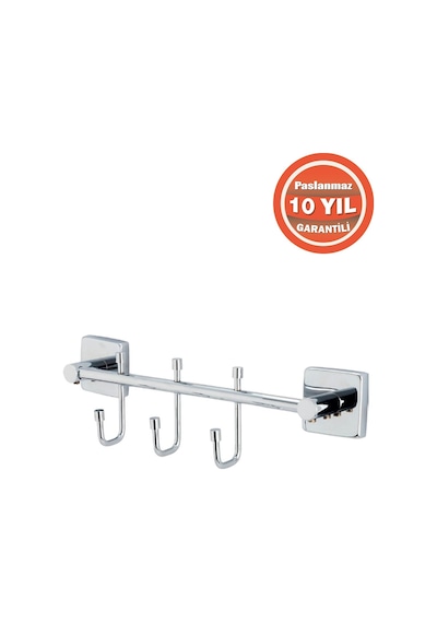 Çelik Banyo Paslanmaz Pirinç Vizyon3^lü Kancalı Askılık Havlu Askısı Krom