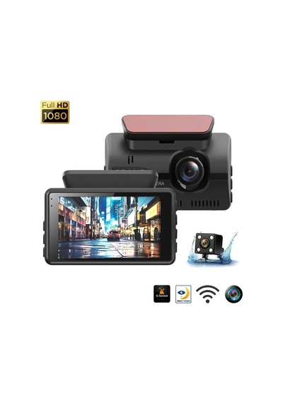 Es-80 3.39" Dvr Araç İçi Kamerası Lcd Ekranlı Gece Görüşlü 3 Kameralı G-sensör 1080p Diğer