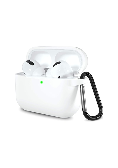 Airpods Pro 1. Nesil İle Uyumlu İnce Ve Hafif Silikon Kılıf, Yumuşak Esnek Tasarım, Anahtarlıklı, Kablolu Ve Kablosuz Şarj Uyumlu Beyaz A2084 A2083 A2190