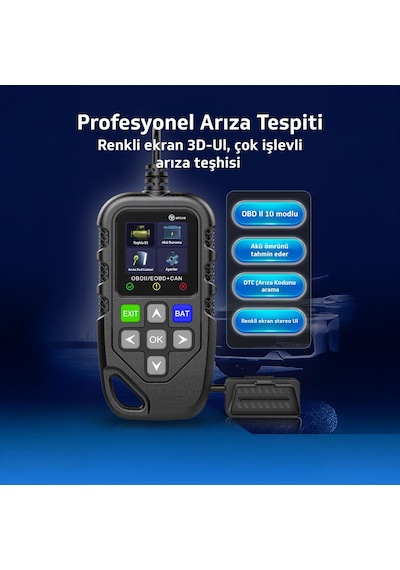 NPO NPC119 1.8 Renkli Türkçe Ekran OBDII/EOBD+CAN Modlu Otomatik Araç Arıza Tespit Silme Cihazı