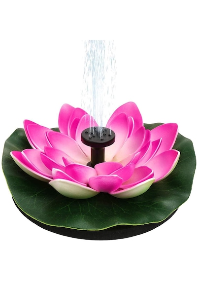 Güneş Enerjili Pembe Lotus Çiçekli Solar Fıskiye - Dekoratif Bahçe Süs Havuzu - Havuz Süsü