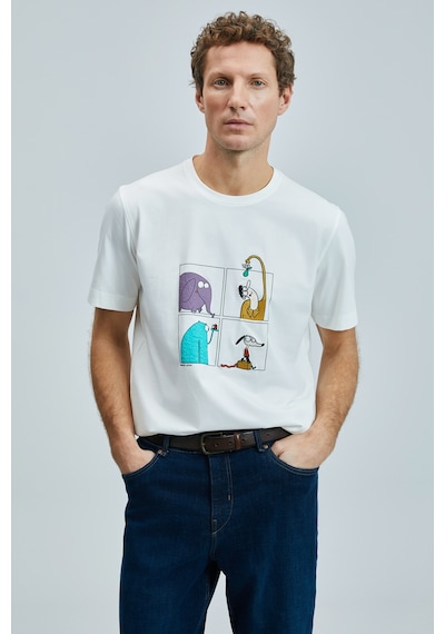 Lufian Funky Modern Grafik T- Shirt Kırık Beyaz Kırık Beyaz 111020254100510 KIRIK BEYAZ