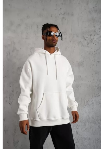 Etiler Collection Erkek Düz Kapüşonlu Sweat - Beyaz
