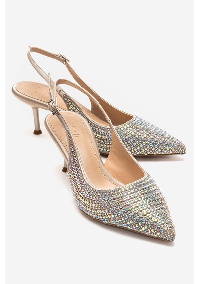 Luvishoes Yasmına Ten Taşlı Kadın Topuklu Ayakkabı