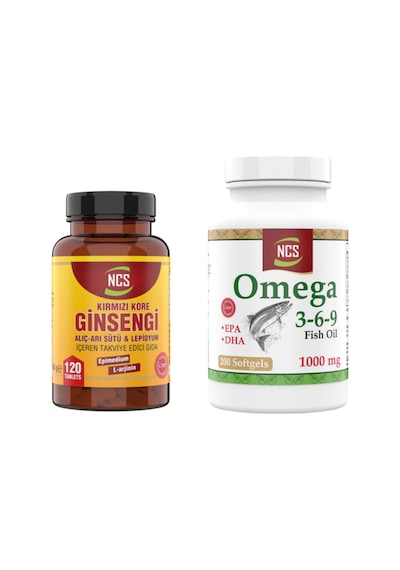 Kırmızı Ginsengi Alıç Arı Sütü Lepidyum 120 Tablet + Omega 3 6 9 200 Kapsül