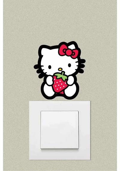 Sevimli Çilek Kafa Dekoratif Priz Sticker 10x8 Cm
