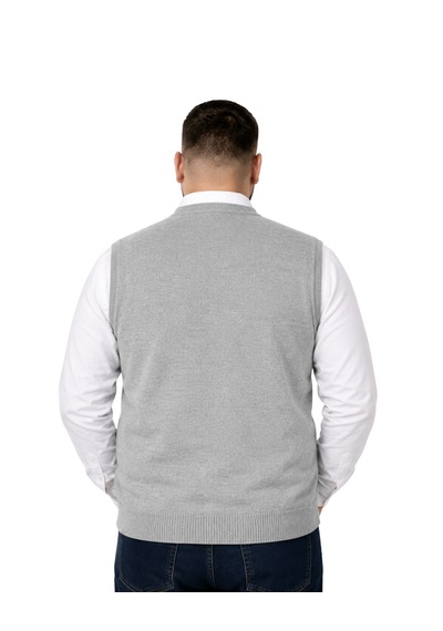 Battalmoda Erkek Büyük Beden Gri Cepli Triko Yelek 3xl-4xl-5xl-6xl