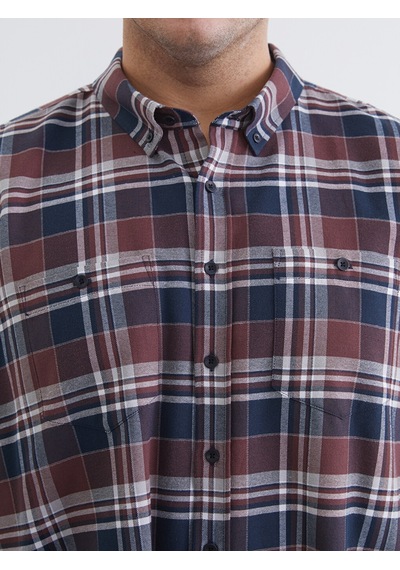 Lcwaıkıkı Classic Bordo Regular Fit Uzun Kollu Ekose Erkek Gömlek