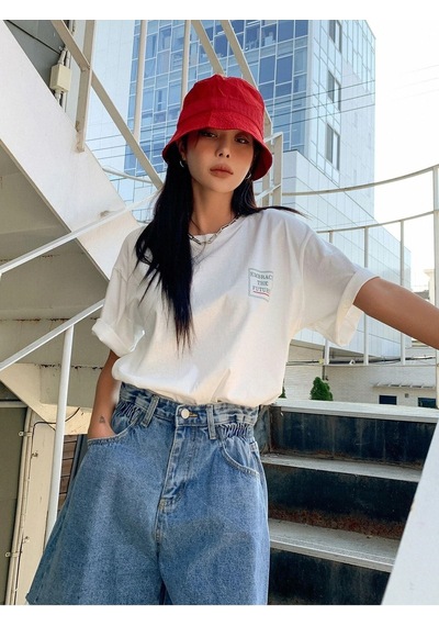 Beyaz Oversize The Future T-shirt - Oversize Baskılı Beyaz