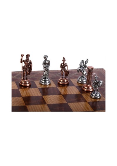 Gifthome 4092 Metal Roma Satranç Takımı Antik Ve El Yapımı Masif Ahşap Satranç Tahtası