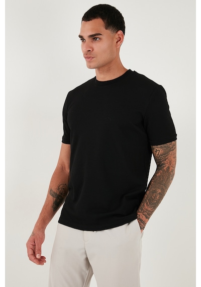 Buratti Streç Pamuklu Slim Fit Sıfır Yaka Erkek T Shirt 5902639 Siyah