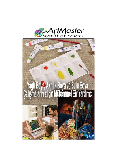 Masaüstü Resim Paleti 10 Hazneli 1 Adet 11x19 Cm Boya Paleti Sanatsal Boyalar İçin Masaüstü Palet Akrilik Boya Guaj Boya