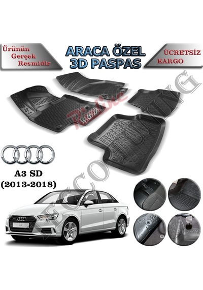 Rizline Audi A3 Sedan 2013-2018 3D Havuzlu Paspas