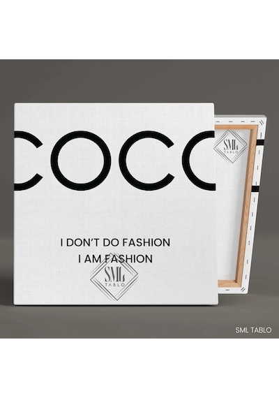 Coco Chanel Sözü Tipografik Moda Öncüsü Kanvas Tablo 80 X 80 Cm