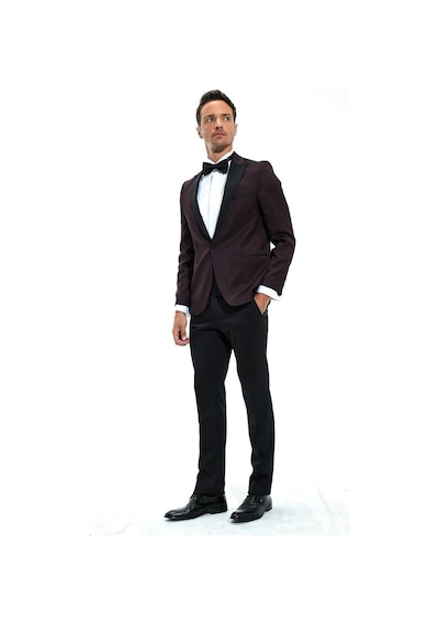 Morven Erkek Koyu Bordo Modena Slimfit Jakarlı Smokin Koyu Bordo