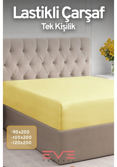 Eve Tekstil %100 Doğal Pamuk Tek Kişilik Rainforce Kumaş Lastikli Çarşaf Ve Yastık Kılıf Set Sarı