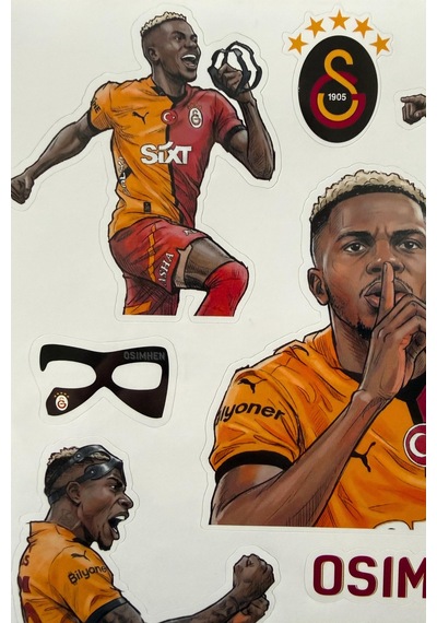 X Dekomus Lisanslı Galatasaray "victor Osimhen" Sticker Sheet Altın