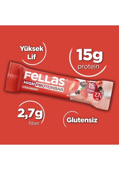 Çilekli Yüksek Protein Bar 45 G X 12 Adet