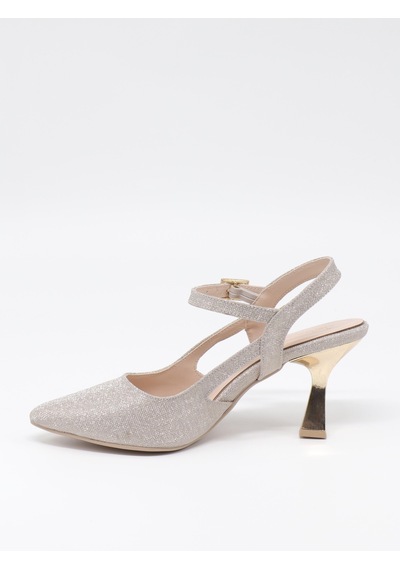 Nesilshoes Nesil Shoes Özma 362 Altın Simli Topuklu Kadın Ayakkabı