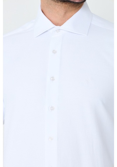 White Stone Beyaz Uzun Kollu Mikro Desenli Dynamic Fit Erkek Gömlek Beyaz-04