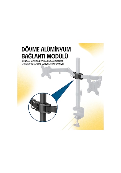 Ef52 Steel Design 2-8 Kg Çift Kol 13-27 Asansörlü Monitör Standı