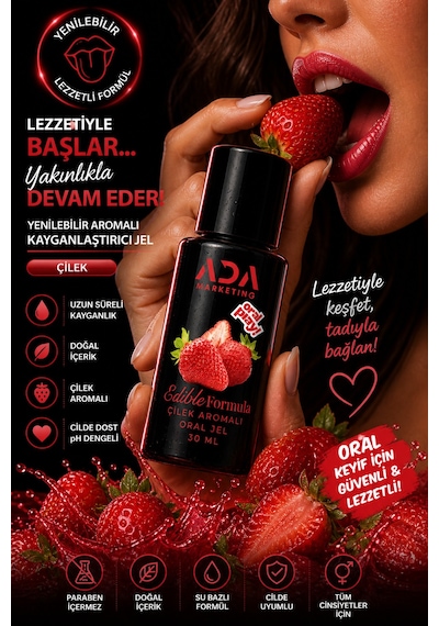 Çilekli 30 Ml Yenilebilir Aromalı Kayganlaştırıcı Jel