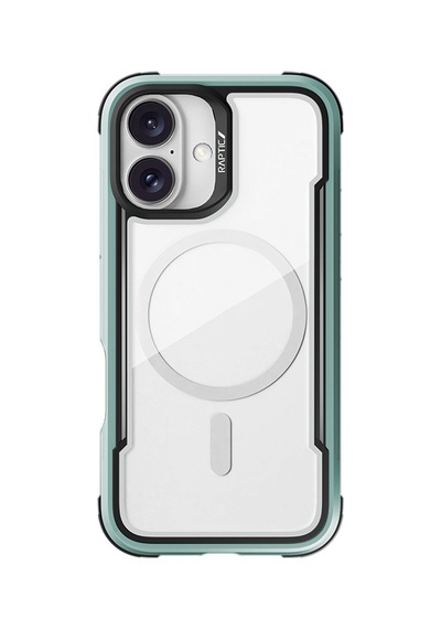 Apple Uyumlu iPhone 16 Kılıf Magsafe Şarj Özellikli Airbagli Raptic Shield Serisi Şeffaf Arka Yüzey Kapak Yeşil