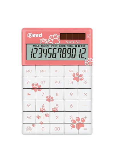 Pembe Kedi Pati Desenli Hesap Makinesi Genel
