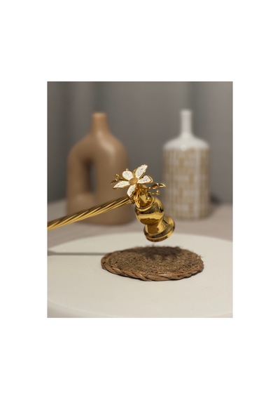 Dekoratif Çiçek Figürlü Gold Mum Söndürücü Obje Beyaz - 805652324 Beyaz