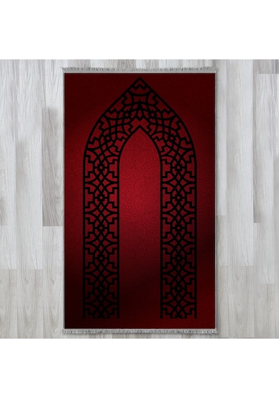 Evaşk Namazlık Dokuma Halı Kaymaz Muslumana Seccade 80 x 130 KIRMIZI EVAŞK405B66