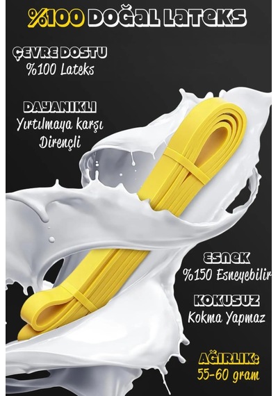 5 Kg Sarı Direnç Bandı Kas Geliştirme Pilates Lastiği Hafif Sert Fitness Egzersiz Bandı Sarı
