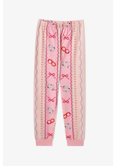 Penti Kız Çocuk Pembe Snailmail Cuties Pamuklu Uzun Kollu 2li Pijama Takımı