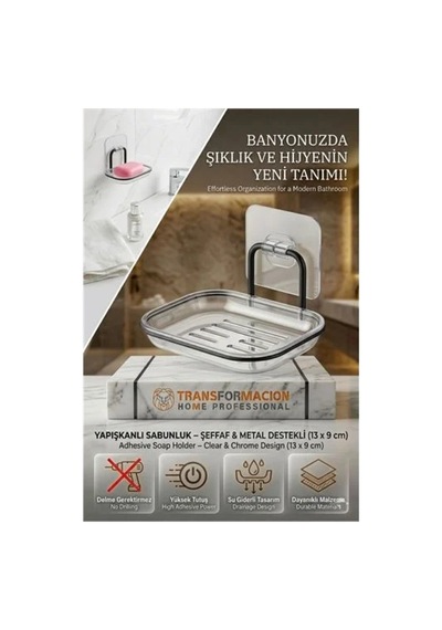 Yapışkanlı Sabunluk Su Giderli, Katı Sabun Kutusu, 13 X 9 Cm 723054 Renk