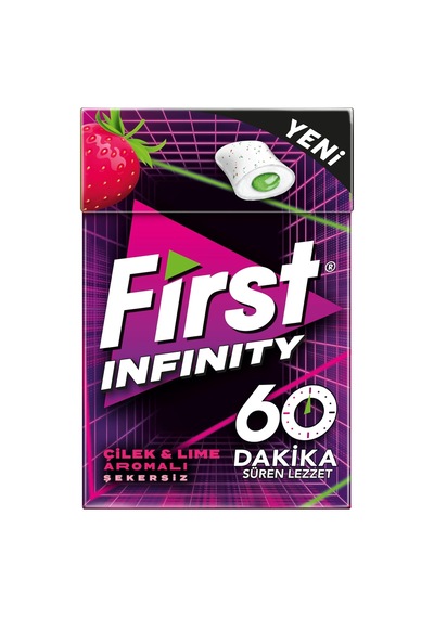 First Infinity 60 Dk Çilek Lime Aromalı Şekersiz Draje Sakız 19,5 Gr