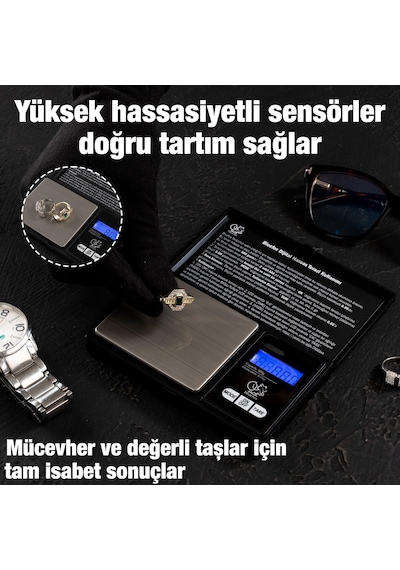 Tartısı - 500g Kapasite 0.01g 7 Ölçü Birimi Dara Fonksiyonu Büyük Ekran Otomatik Kapanma Diğer