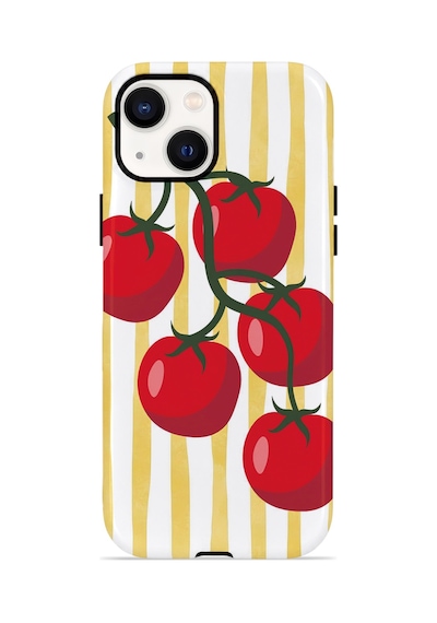 Apple iPhone Uyumlu 13 Vorian Çift Katmanlı Magsafe Kılıf Tomato Market Stripe