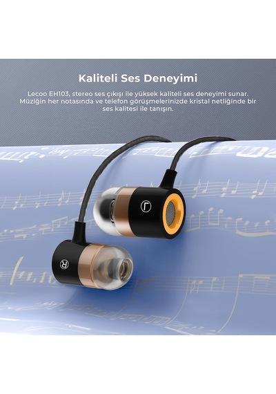 Eh103 Kablolu 3.5mm Jacklı Mikrofonlu Kulak İçi Kulaklık - Gürültü Önleyici Mikrofon, Ses Ayarı
