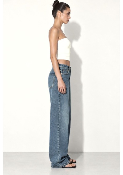 Hiccup H92 Düz Kesim Geniş Paça Denim Pantolon Mavi