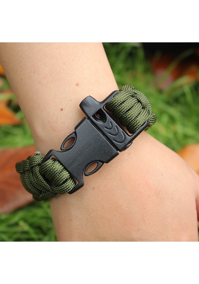 Paracord Paraşüt Ipi Düdüklü Bileklik Yeşil