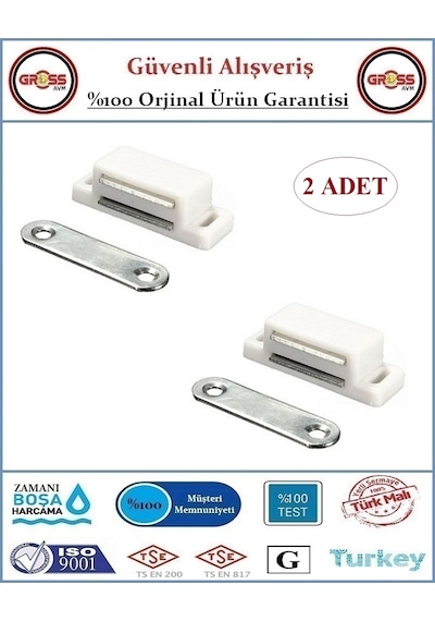 Manyetik Mıknatıslı Çıt Çıt - Mobilya, Sineklik, Kapak Çıt Çıtı - Beyaz - 2 Adet Beyaz
