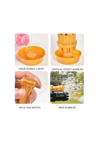 2 Adet Pembe Gold Çoklu Köpük Atan Köpük Tabancası Vıp Bubbles Gun Pilli Baloncuk Tabancası 20x7 Cm