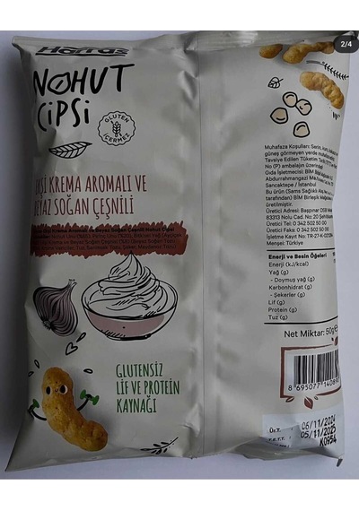 Nohut Cipsi Ekşi Krema Ve Beyaz Soğan Çeşnili 12 Adet X 50 Gr