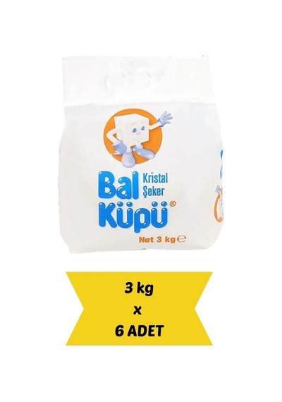Bal Küpü Toz Şeker 3 Kg X 6 Adet - %100 Şeker Pancarı Toplam 18 Kg Hijyenik Paket Diğer