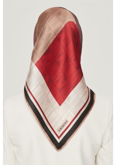 Armine İpek Eşarp Nostalji - 8516-30 Koyu Bordo Twill Koyu Bordo