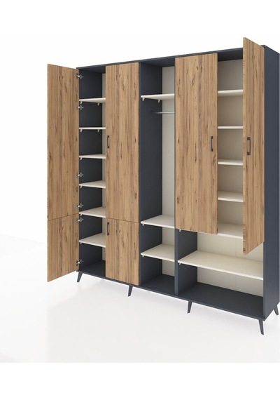 Hyperion Dolap 15 Raflı 5 Kapaklı Tek Askılı 220x44x243 Antrasit-çam/aytaşı Atlas Çam/aytası Hyperion Dolap 15 Raflı 5 Kapaklı Tek Askılı 220x44x243 Antrasit-çam/aytaşı Atlas Çam/aytası