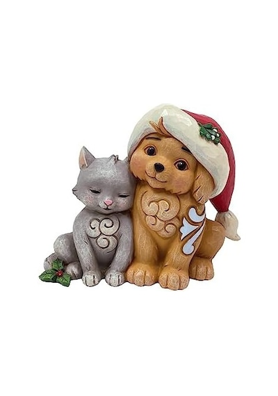 Jim Shore Heartwood Creek Noel Baba Şapkalı Kedi Yavrusu Figürü, 11.1 Cm, Çok Renkli