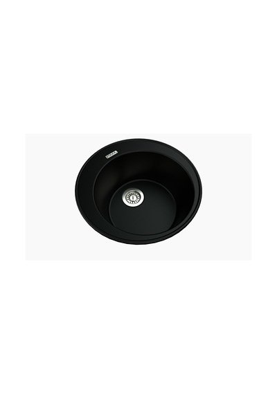 Polex Cristalüx Granit Evye P-06 Siyah Tezgah Altı Ve Tezgah Üstü Oval Mutfak Evyesi 51.5x51.5 CM