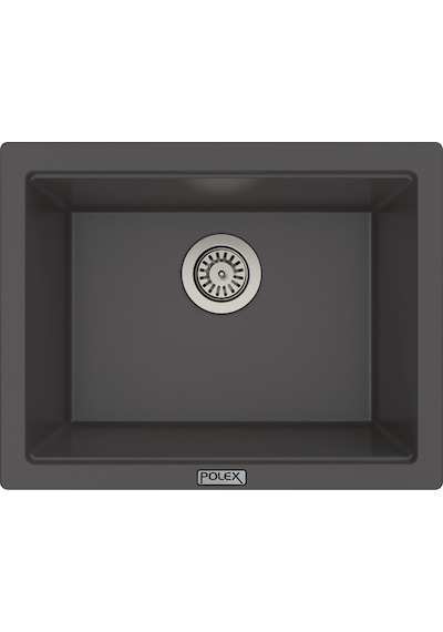 Polex Cristalüx Granit Evye P-09 Antrasit Tezgah Altı Ve Tezgah Üstü Kare Mutfak Evyesi 55.5x43.5 CM